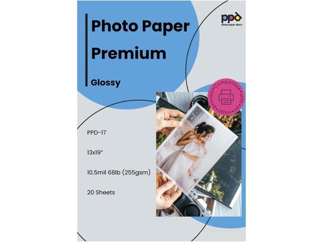 PPD Glossy Photo Paper for Inkjet Printer, 13 x 19' Premium Quality Printable Sheets for Custom Picture, Professional Photographic Instant Dry For.
