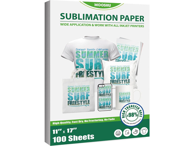 Sublimation Paper 11 x 17 Inch 100 Sheets for Inkjet Printers - Sublimate on Mugs, Tumblers, T-shirts & More