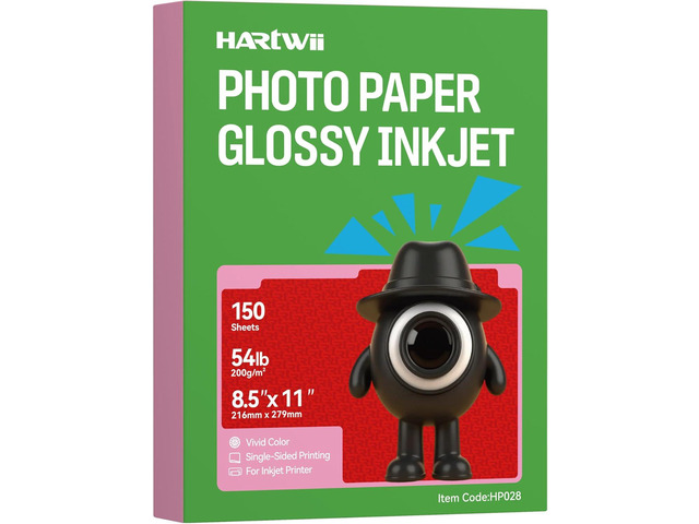 150 Sheets Glossy Inkjet Photo Paper 8.5x11 Inches 54lbs-200Gsm for Inkjet Printers with DYE INK Ideal for Brochure Paper, Flyers Paper Crafting,...