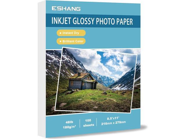 Glossy Inkjet Photo Paper 100 Sheets 8.5x11 Inches 48lb Professional Photographic Paper 8.5 mil Compatible with Dye Ink Printer 180GSM