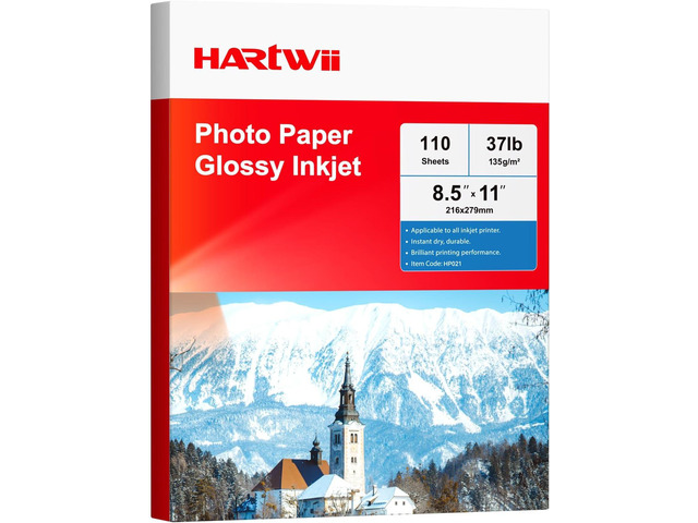 Glossy Photo Paper 8.5x11 Inches, 110 Sheets Thin Inkjet Paper,135gsm 37lb Photo Paper for Inkjet Printer with Dye Ink for Brochures Flyers Custom...
