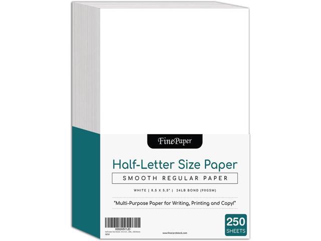 Half Letter Size Sheets - 8.5 x 5.5 Inches Copy Paper, White Memo Sheets, 24lb Thick Paper, 250 Sheets Per Pack (8.5 x 5.5)
