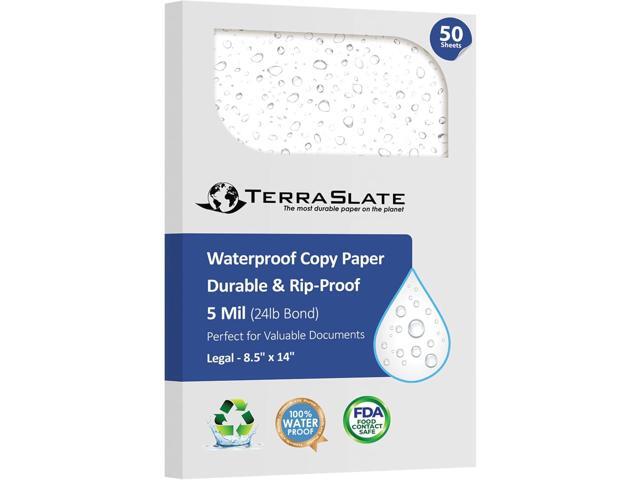TerraSlate Paper 5 MIL 8.5' x 14' Waterproof Laser Printer/Copy Paper 50 Sheets