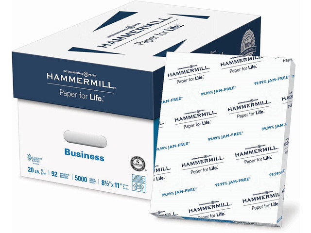 Hammermill Business Copy Paper, 20lb, 92 Bright, 8 1/2' x 11', 10 Ream Case
