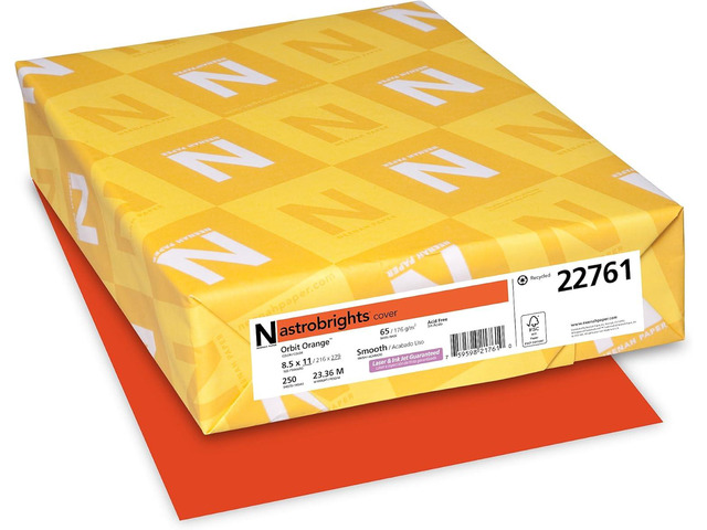 Astrobrights Color Cardstock, 65 lb Cover Weight, 8.5 x 11, Orbit Orange, 250/Pack