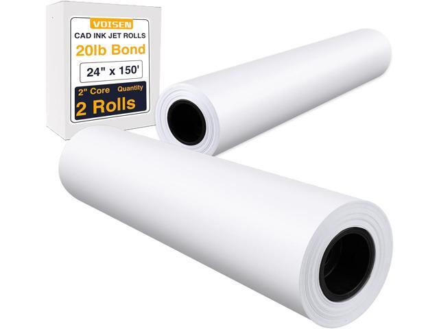 VOISEN Wide Format Plotter Paper, 24 In x 150 Ft, 2 Rolls, CAD Bond, 20lb Bond on 2' Core for CAD Ink Jet Printers