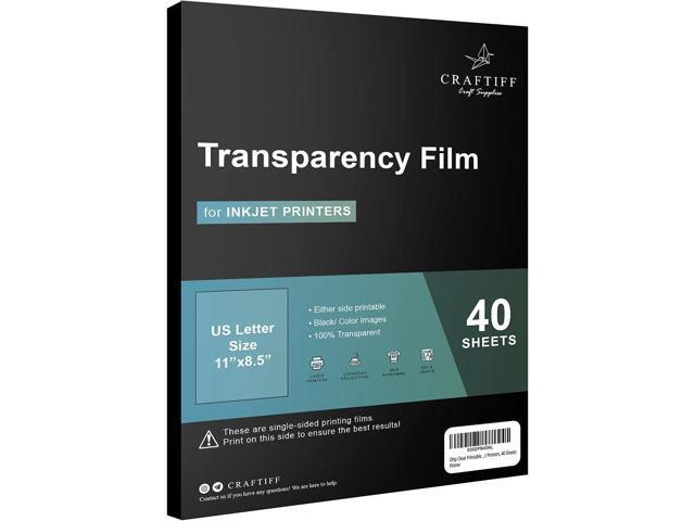 Ohp Clear Printable Transparency Film 8.5 x 11 Inches for Overhead Projectors, for Inkjet Printers, 40 Sheets