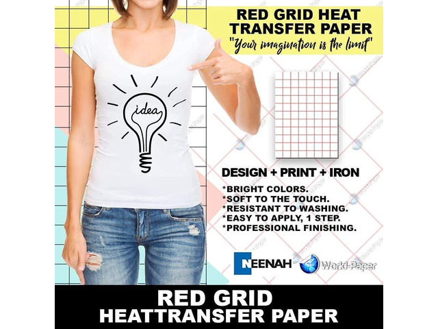 Red Grid Inkjet Heat Transfer Paper - 8.5' x 11' (50 sheets) *NEW & IMPROVED!*