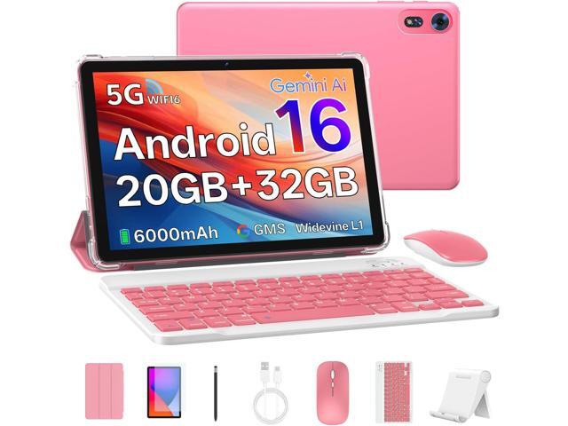 2026 Tablet 10 inch Android 16 Tablet with Keyboard, 20GB RAM 1TB Expandable Storage, 1280x800 HD Screen, Dual Camera, 6000mAh Battery, WiFi 6, BT.