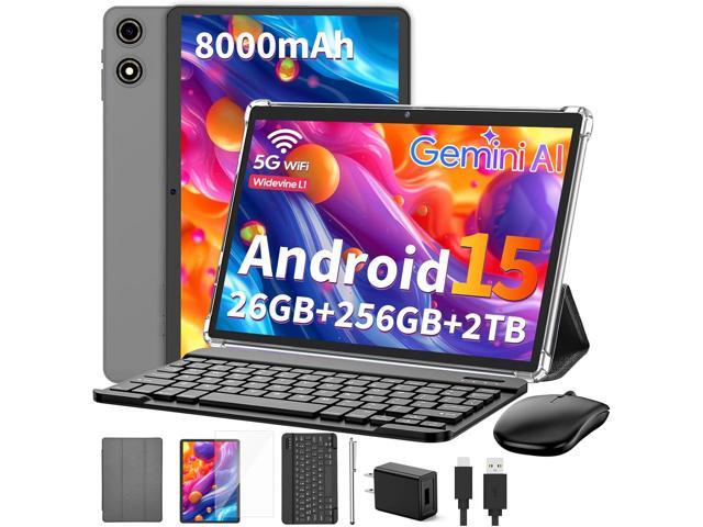 Suicoey 2026 Tablet with Keyboard, 26GB + 256GB (2TB Expand), 10 inch Android 15 Tablets with Octa Core, Gemini AI, 5G WiFi, 8000mAh, BT 5.0, 2 in.
