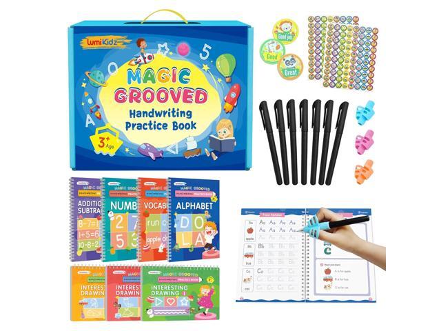 Magic Grooved Writing Practice for Kids Ages 35 - Reusable Grooved Writing Books for Kids 35 - Handwriting Practice for Kids 57 - Preschool Tracing.