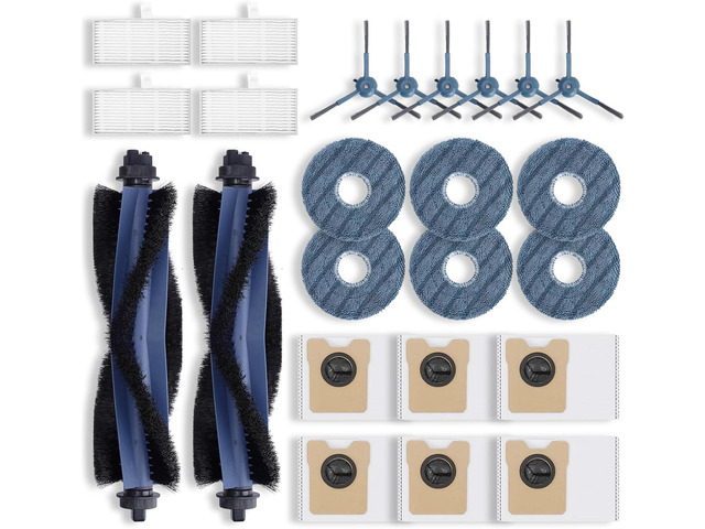 Replacement Parts Kit for eufy Omni C20 Robot Vacuum Accessories, 2 Roller Brushes, 4 Filters, 6 Side Brushes, 6 Mop Pads, 6 Dust Bags, 24 Pack