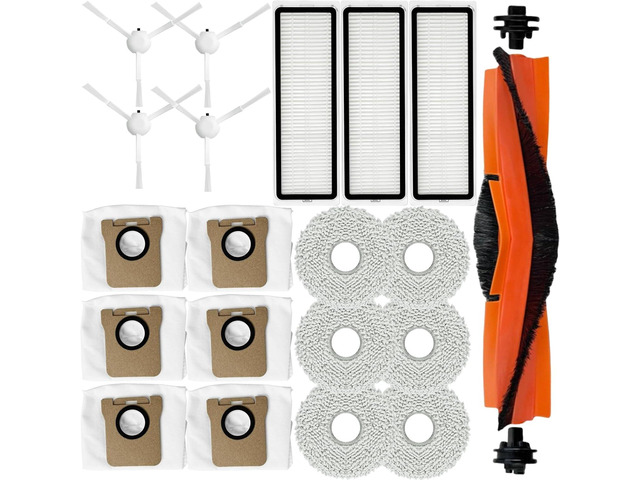 Accessories Kit for Xiaomi X20+ / X20 Plus / X10+ / X10 Plus Robot Vacuum, 1 Main Brush, 3 Filter, 4 Side Brush, 6 Mop Pads, 6 Dust Bag,...