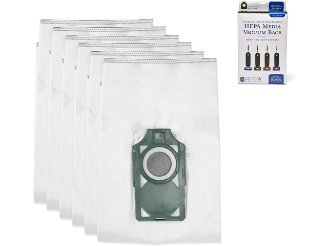 Riccar R10 HEPA Vacuum Cleaner Bags, Charcoal-Infused SupraLite Series Green, Six Bags Included, RLHC-6