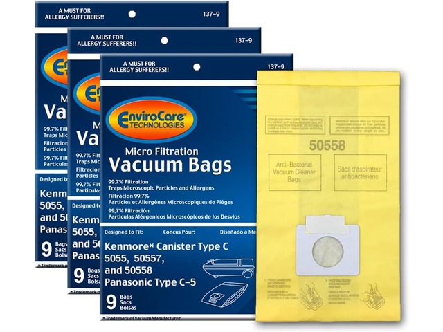 EnviroCare Replacement Vacuum Bags for Kenmore Canister Type C or Q 50555, 50558, 50557 and Panasonic Type C-5 27 Pack