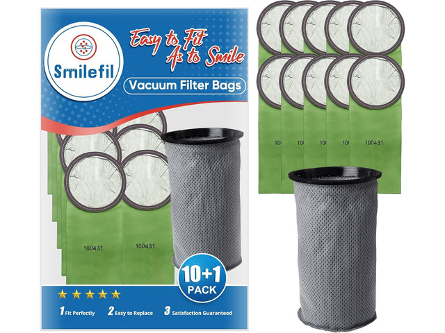 Smilefil Round 6QT Intercept Micro Filter Paper Bags 100431 & Round Reusable Micro Cloth Filter Bags 100564 Replacement Fits for Proteam...