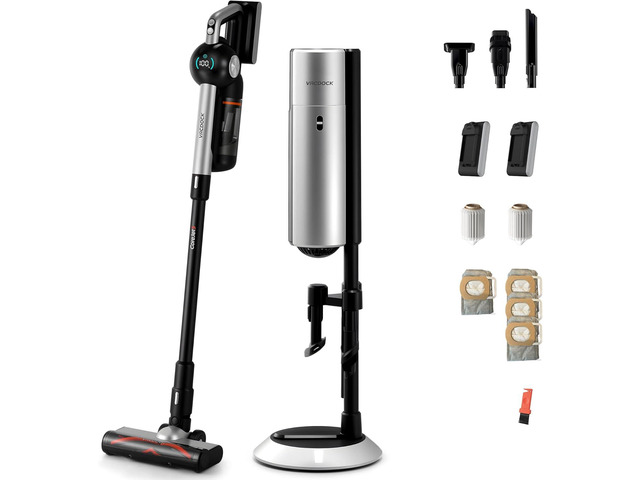 CoreJet 5+ Self-Emptying Stick Vacuum, Cordless Vacuum Cleaner with All-in-One Charging Dock, 2 Removable Batteries, 450W Motor, Dust Detection...