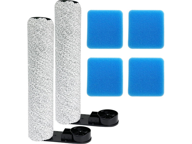 Replacement Parts Kit for EUREKA NEW430BL / JONR ED12 & ED12 LITE Vacuum 2 Brush Rollers + 4 Washable Foam Filters