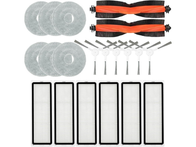 Accessories Kit for Xiaomi S20 Plus / S20+ Robot Vacuum Cleaner, 2 Main Brush, 6 Filters, 6 Side Brushes, 6 Mop Pads, Replacement Parts Spare...