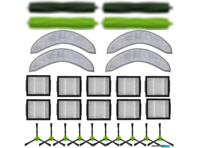 2 Set of Roller Brush & 10 Filters & 4 Mop Pads & 10 Side Brushes Replacement Parts Accessories Compatible with iRobot Roomba Combo J7 J7+ J9+ 10...