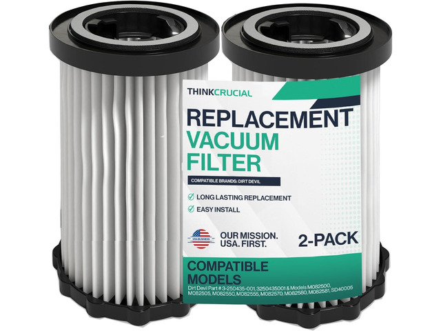 Crucial Vacuum Replacement Vacuum Filters Compatible With Dirt Devil Part # 3-250435-001, 3250435001 & Models M082500, M082505, M082550, M082555,...