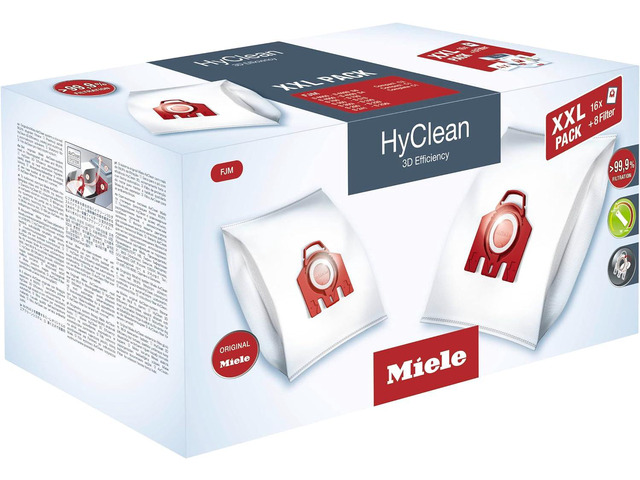Miele 10408420 XXL Pack HyClean 3D FJM, Vacuum Cleaner Bags, Reliably Keeps Dust inside the Vacuum Cleaner