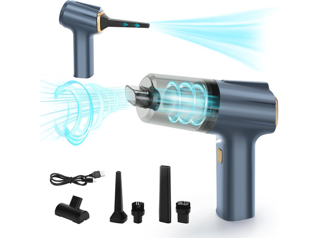 12000Pa Cordless Handheld Vacuum Cleaner, High Power Car Vacuum and Air Duster 2-in-1, Low Decibel Brushless Mini Vacuum with LED light and...