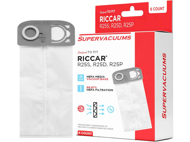 Deluxe HEPA Vacuum Cleaner Bags for Riccar R25 &R27 Series Upright Vacuum Cleaners Heavy Duty Upright Vacuum Bags with Easy Install No-Rip Gray...