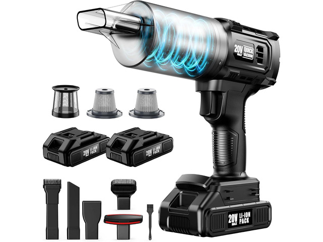Car Vacuum Cordless, 35000PA Strong Suction Handheld Vacuum with 2 Detachable Batteries, 60Min Runtime Portable Vacuum Cleaner for Car Detailing,...