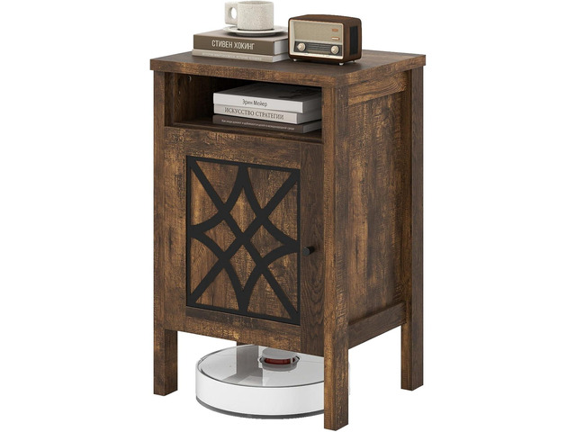 Giantex Robot Vacuum Storage Cabinet, Farmhouse End Table with Anti-Tipping Device, Anti-slip Foot Pads, Nightstand, Space-Saving Sweeping Robot...