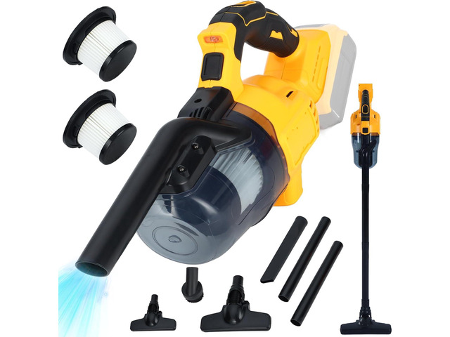 Cordless Vacuum Compatible with Dewalt 20V Battery, Handheld Vacuum Cleaner ith 2 Washable HEPA Filters, Brushless Vacuum for Wood Floor, Carpet,...
