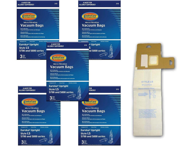 EnviroCare Replacement Micro Filtration Vacuum Cleaner Dust Bags for Eureka Sanitaire Style LS 5700 and 5800 Series Uprights 15 Pack