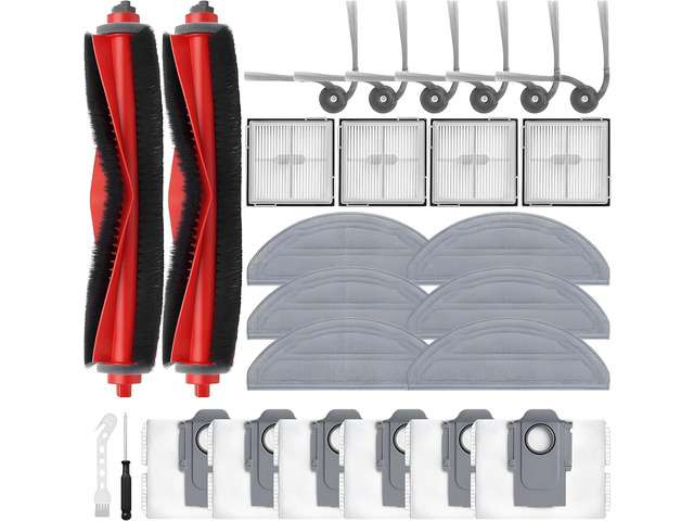 26 Pack Q10 S5+ Replacement Parts for Roborock Q10 S5/Q10 S5+/Q10 X5/Q10 X5+ Robot Vacuum Part with 2 Roller Brush,4 Mop,4 HEAP,6 Mop,6 Dust Bag,6...