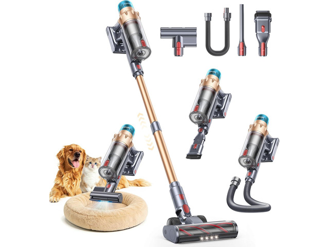 Cordless Vacuum Cleaner, 55KPA 650W 70Mins Stick Vacuum Cleaners for Home with Motorized Bed Brush, Flexible Hose, LED Touchscreen, Auto Mode,...