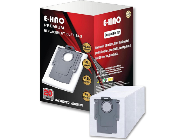 20 Pack Vacuum Dust Bags for Roborock Saros, QV, Qrevo, S8 Max series