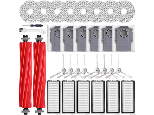 32 Pcs Accessories Compatible with Roborock Qrevo S/Qrevo Plus/Qrevo MaxV/Qrevo Pro Vacuum Cleaner,2 Main Brushes,8 Side Brushes & Mop Pads+6...