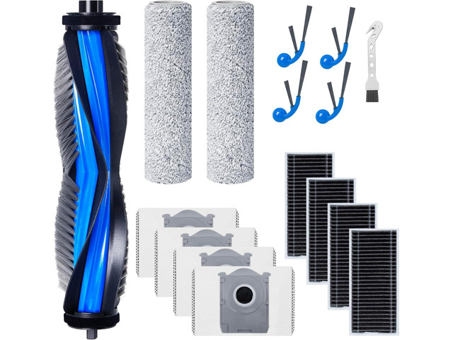 Accessories Kit for ECOVACS DEEBOT T80 Omni / X8 OMNI / X8 Pro OMNI Robot Vacuum Cleaner, 1 Main Brush, 4 Filters, 2 Mopping Roller, 4 Side...