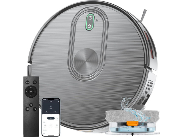 Robot Vacuum and Mop, 6500Pa Suction, 2 in 1 Robotic Vacuum with Gyro Inertial Navigation, 200 Min Runtime, App/Remote/Voice Control, Ideal for Pet...
