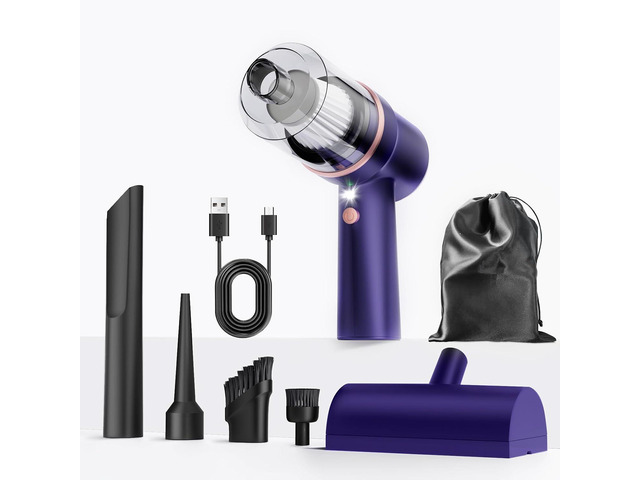 Mini Vacuum Cleaner Cordless with LED Light 15000 Pa Hand Vacuum Cordless Rechargeable - Portable 3-in-1 Powerful Car Vacuums with Multi-Nozzles...