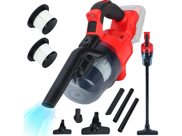 Cordless Vacuum Compatible with Milwaukee 18V Battery, Handheld Vacuum Cleaner ith 2 Washable HEPA Filters, Brushless Vacuum for Wood Floor,...