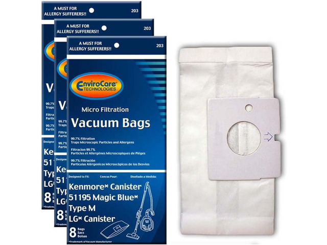 EnviroCare Replacement Micro Filtration Vacuum Cleaner Dust Bags made to fit Kenmore 51195 Magic Blue Canisters Type M 24 bags