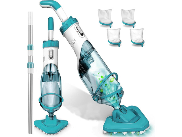 Cordless Pool Vacuum for Above Ground Pool, 19 GPM Handheld Spa Hot Tub Vacuum Cleaner with 60' Extendable Pole, 60 Min Running Time, Ideal for...