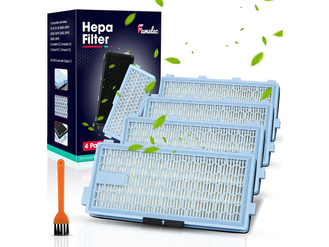 4 Pack for Miele Hepa Airclean 50 Filter, Compatible with Miele Hepa Filter SF-HA 50 Models S4, S5, S6, S8, S8000, S6999 Fits for C2 Compact, for...