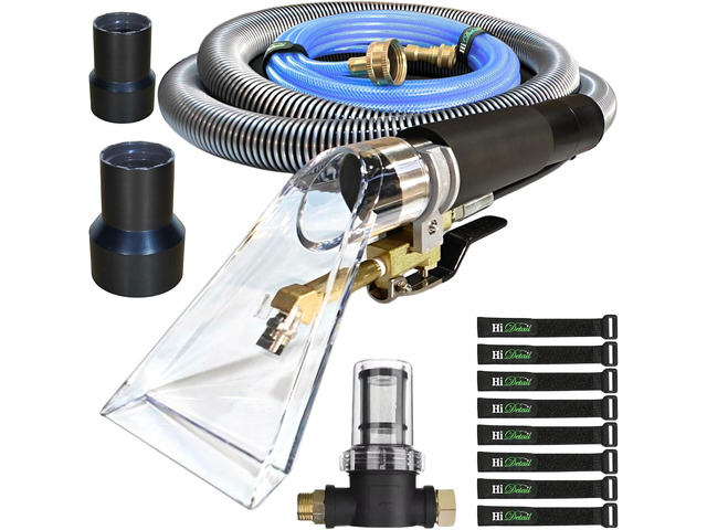 Hi Detail Shop Vac Extractor Kit with Wand and Hose, Adapter Converts Vacuum to carpet & upholstery Extractor for auto detailing & home (50 Ft...