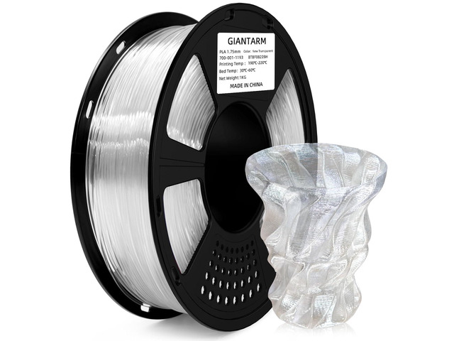 GIANTARM Clear PLA Filament, 1.75mm Transparent PLA 1kg Spool (2.2lbs), 3D Printer Filament with Vacuum Packaging