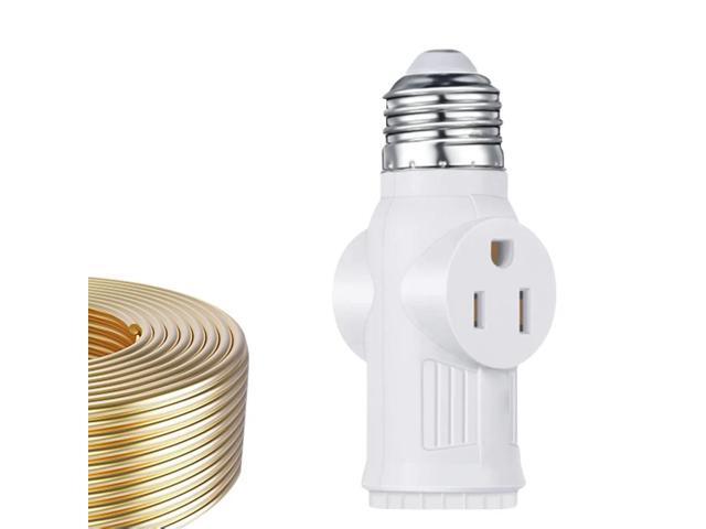 2Pcs Light Socket Adapter Easy To Install Light Bulb To 2/3 Prong Outlet Adapter for Garages Living Rooms Hallways and More