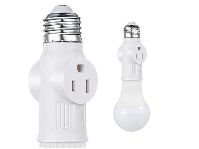 2Pcs Light Socket Adapter Easy To Install Light Bulb To 2/3 Prong Outlet Adapter for Garages Living Rooms Hallways and More