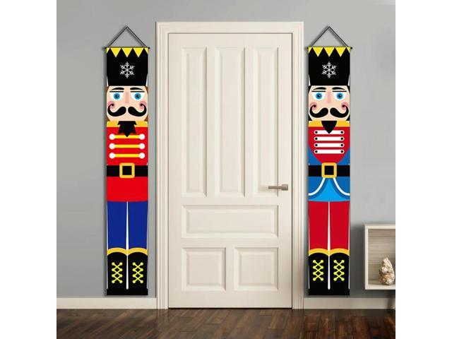 2 Pcs Xmas Soldier Model Banner Holiday Hanging Banner Xmas Decoration Christmas Couplets for Front Door Family Year Party