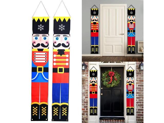 2 Pcs Xmas Soldier Model Banner Holiday Hanging Banner Xmas Decoration Christmas Couplets for Front Door Family Year Party