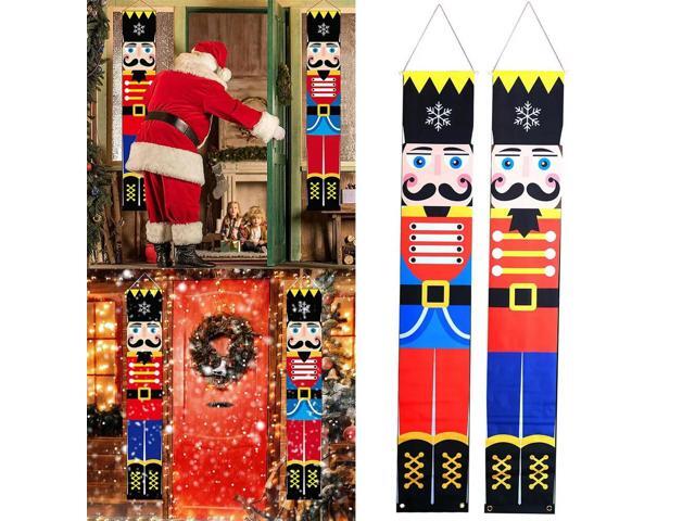 2 Pcs Xmas Soldier Model Banner Holiday Hanging Banner Xmas Decoration Christmas Couplets for Front Door Family Year Party
